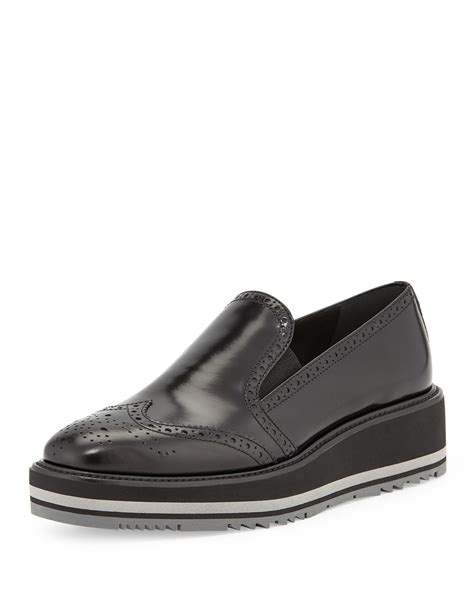 prada wingtip platform|Prada Platform Leather Wingtip Creeper .